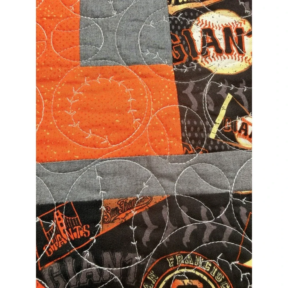 SF Giants Reversible Handmade Quilt Blanket 30x30 MLB Baseball Stitch Patchwork
